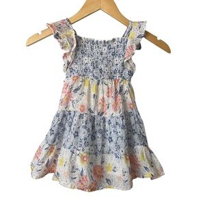 Haute Hippie Smocked Toddler Dress Tiered Floral Boho Ruffle Cotton 2T Spring